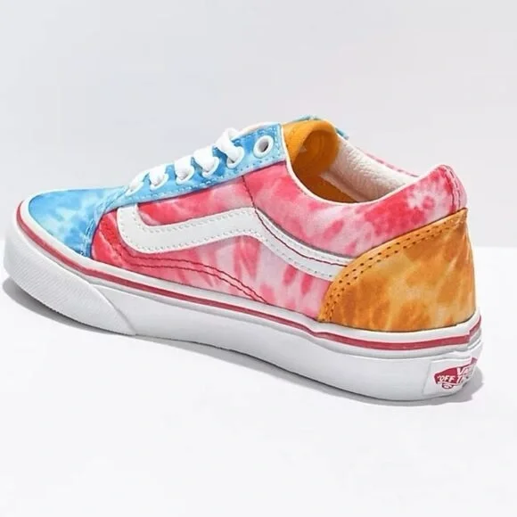 VANS Old Skool Tie Dye Blue, Pink Orange Sneaker Shoe Size 6 Junior - Picture 3 of 11